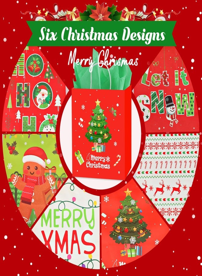 duludulu 24 Pack Christmas Gift Bags Assorted Sizes with Tissue Paper, Six Designs Kraft Christmas Bags for Gifts Large Gift Bags Bulk for Xmas Wrapping (8 Large 13", 8 Medium 11", 8 Small 9") - Image 4